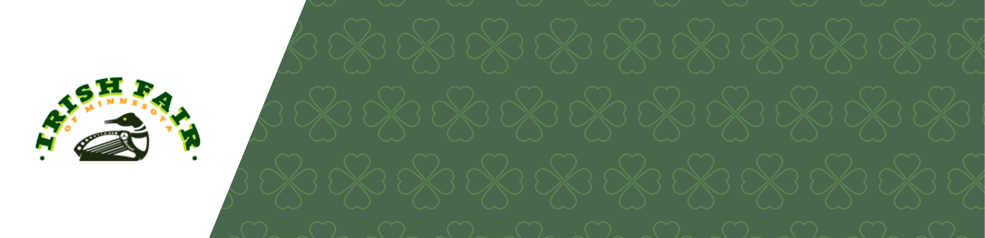 Irish Fair logo with four leaf clover pattern.