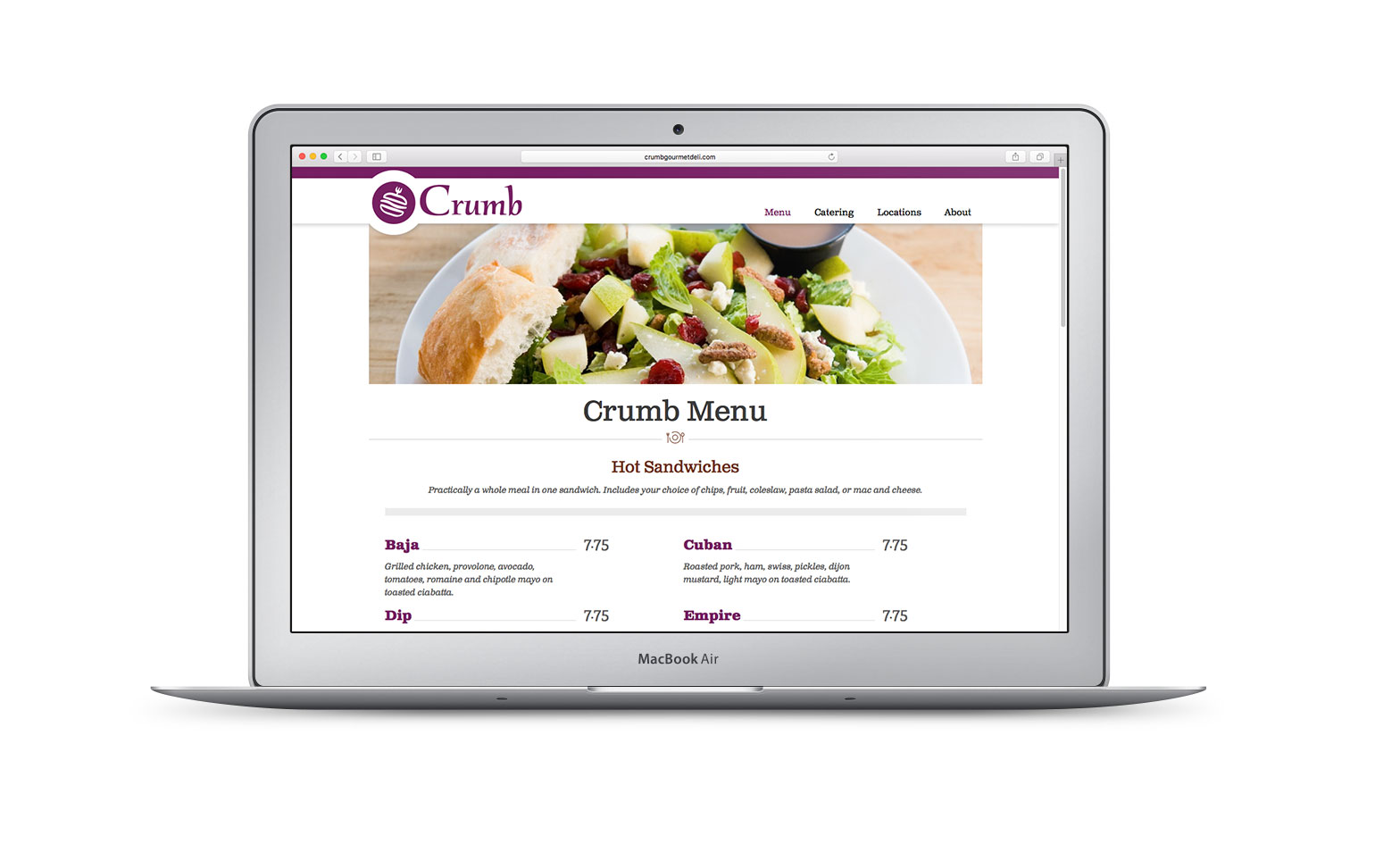 Crumb Deli Website Desktop