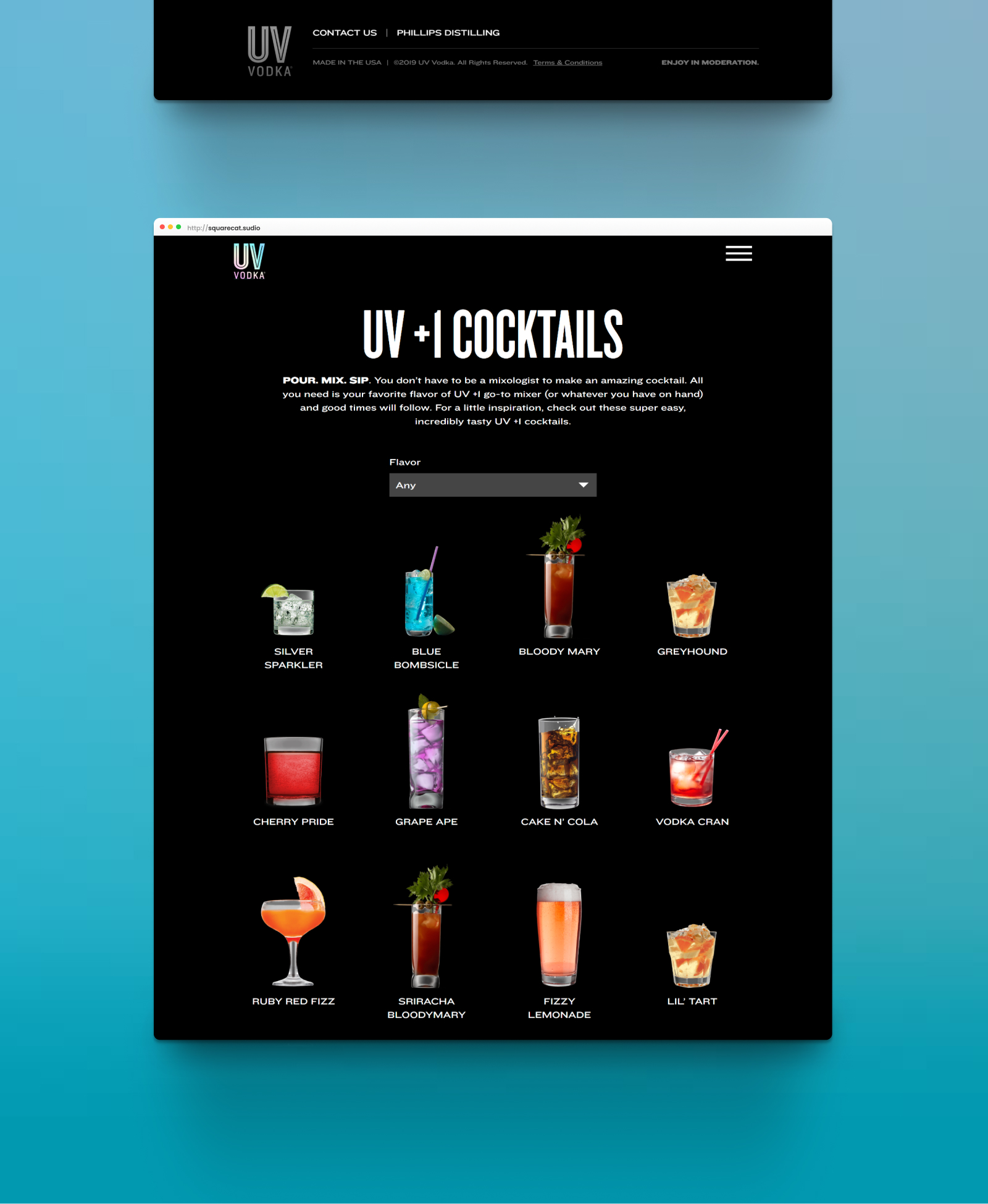 UV Vodka website bottom