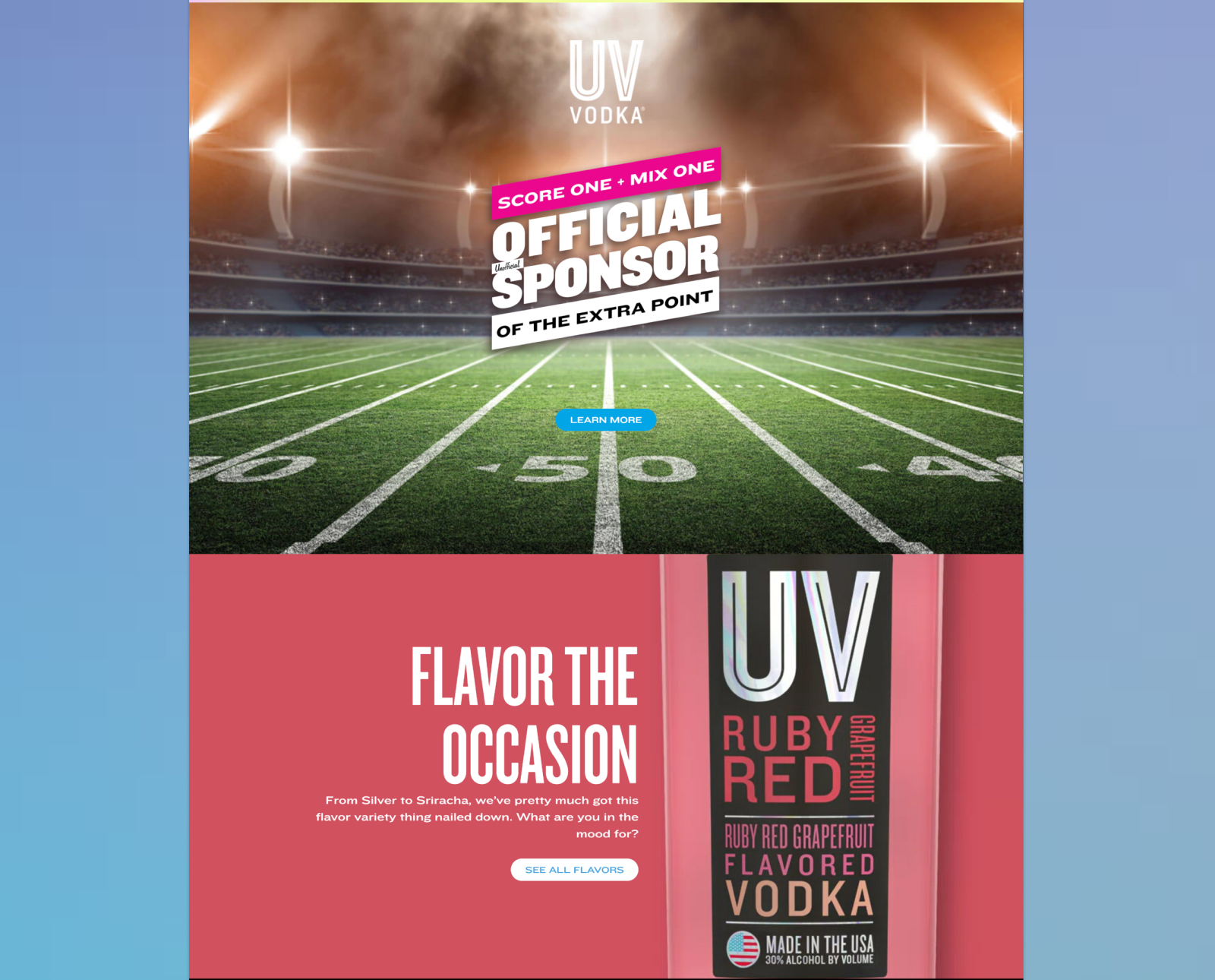 UV Vodka website middle